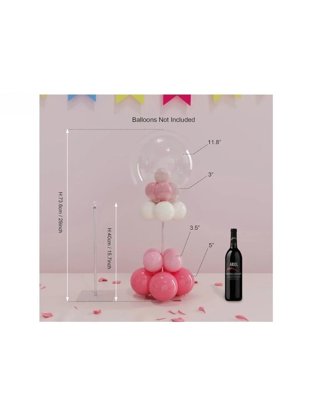 Clear Acrylic Tabletop Balloon Stand Kit 15.75 Inch 4 Pack Balloon Stick Holder